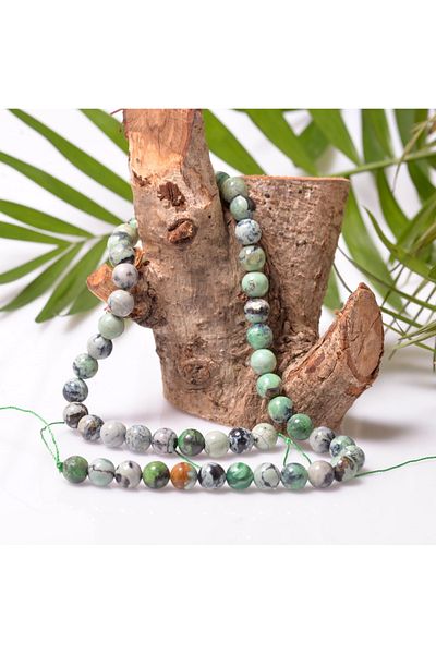 Taş Sandığı Unpainted Green Varicite Stone String - 8 mm