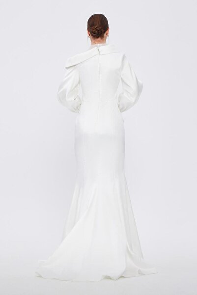 CENGIZ AKTURK Embroidered Balloon Sleeves Long Hijab Evening Dress - 2067C