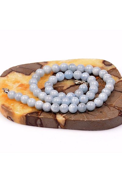 Taş Sandığı Aquamarine Stone String Necklace (8 Mm)