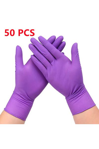 Choice S Purple 50pcs 20/50pcs Disposable Nitrile Gloves Purple Powder-free Rubber Hand Work Gloves For Mec