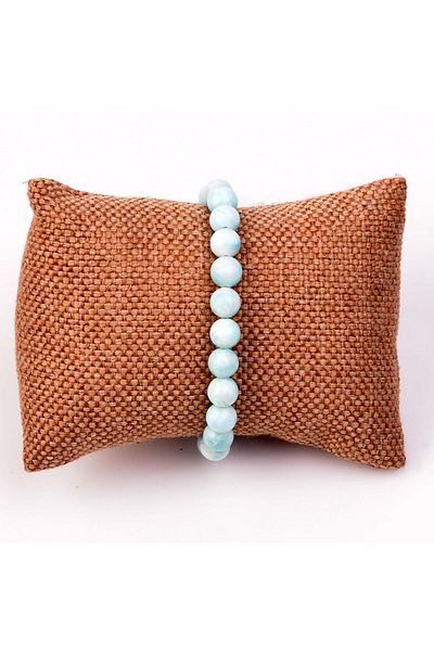 Taş Sandığı Larimar Stone Elastic Bracelet (8 Mm) - Silver Apparatus