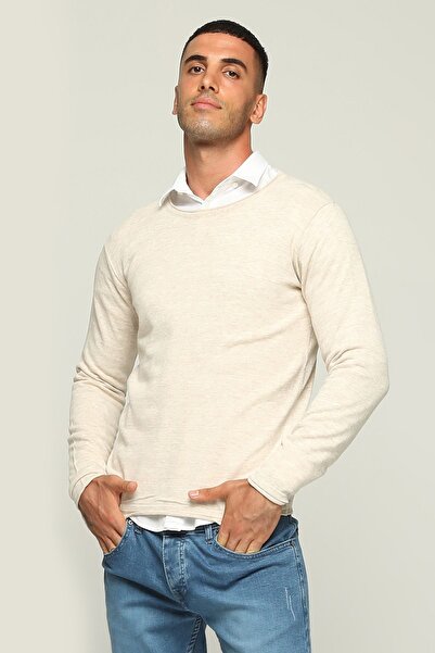trender Pulover pentru bărbați, model 6617, culoare bej - decolteu O