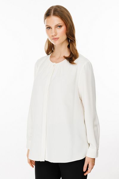 Ekol Gathered Collar Single Button Blouse