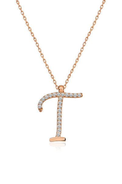 Nereze 925 Ayar T Harfi Kolye Kadın Gümüş Kolye