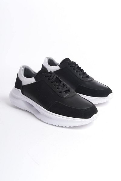 Mubiano Mbkry028-S Men's Genuine Leather Black Sneakers & Sneakers