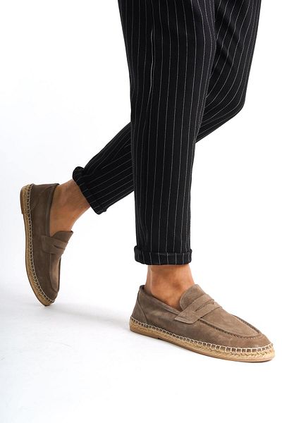 Mubiano Ανδρική Suede Mink Espadrille & Loafer - Summer Jute Sole - mssr1274-vz