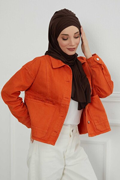 Aisha's Design Πρακτικό χτενισμένο σάλι πολλαπλών σταυρωτών βελονιών, PS-41, καφέ