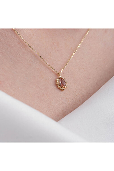 FasekGold Gümüş Kolye - Vintage Tasarım Zultanit (Renk Değiştiren) Taşlı Minimal 925 Ayar Gümüş Kolye