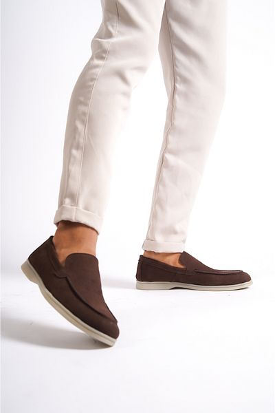 Mubiano -mbkry22103k Καφέ Γνήσιο Δερμάτινο Ανδρικό Loafer Nubuck
