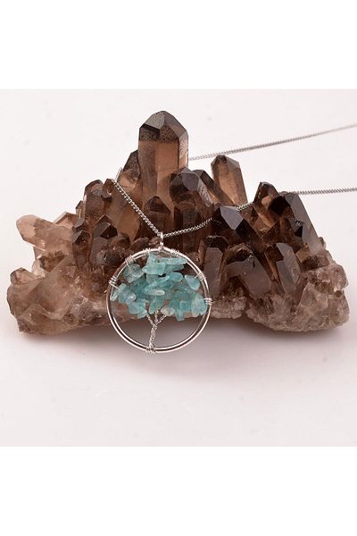 Taş Sandığı Apatite Stone Necklace - Tree of Life