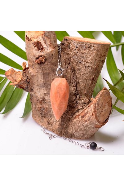 Taş Sandığı Pendulum - Facet Cut Peach Moon Stone Pandula