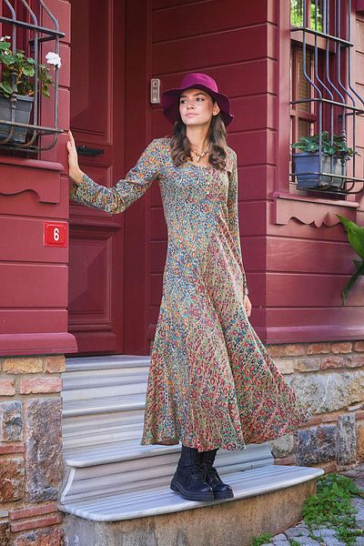Los banditos Rochie de iarnă cu mânecă lungă cu model Pera verde