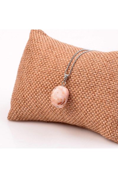 Taş Sandığı Pink Opal Stone Necklace - Unshaped Gems