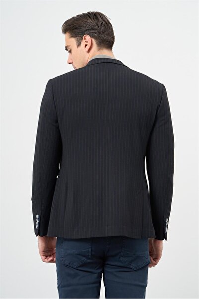 İmza Темно-синій гофрований 6 Drop Slim Fit піджак з кишенями 1002240111