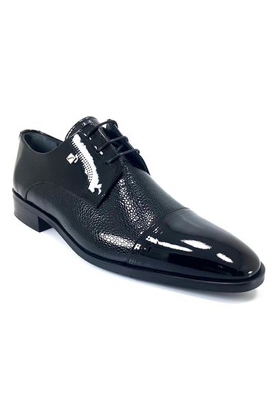 Fosco Classic Men's Shoes - Black Printed Patent Leather 2886