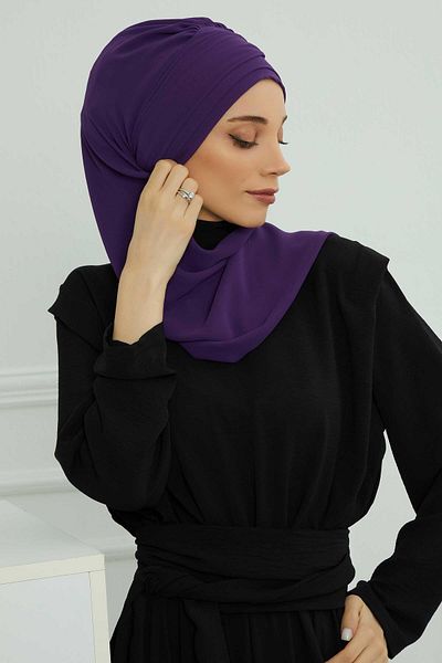 Aisha's Design عمامة شيفون جاهزة - إكسسوار ذهبي، تصميم، HT-28، HT-28