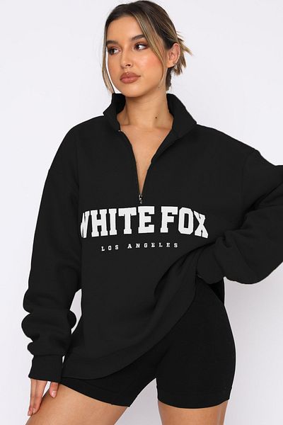 Madmext Schwarzes Sweatshirt mit Reißverschluss und Aufdruck Mg1246