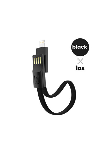 Choice كابل بيانات أسود ios 2.1A مع حبل حامل مفاتيح وكابل شحن للهاتف المحمول لأجهزة iphone HUAWEI Samsung xia