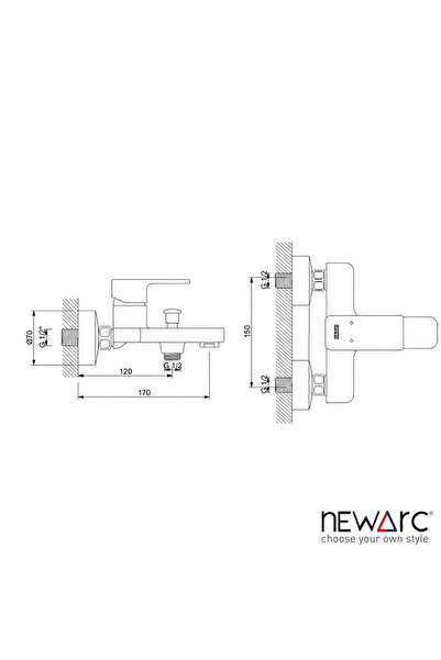 Newarc Chrome Drop Bathroom Faucet - Model 241511