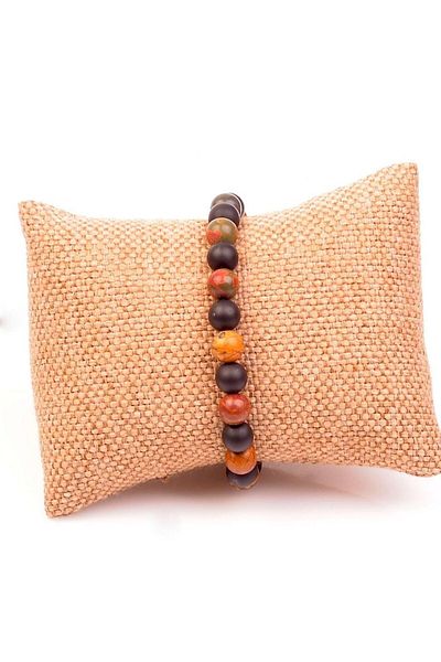 Taş Sandığı Jasper And Obsidian Stone Bracelet - 8 Mm