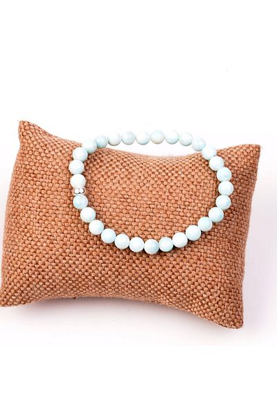 Taş Sandığı Larimar Stone Bracelet (6 Mm) - Silver Apparatus