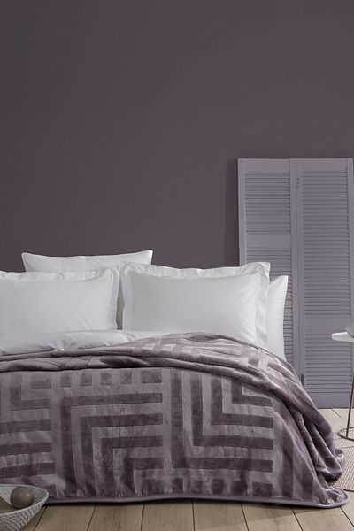 Yataş Pătură dublă în relief Palma - Design violet frasin