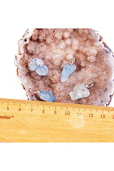 Taş Sandığı Raw Aquamarine Stone Necklace - Wire Wrapped