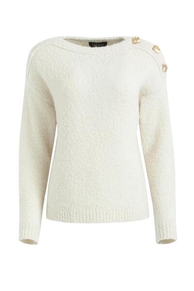 Escada Omuz Düğmeli Kaşmir ve İpek Kazak