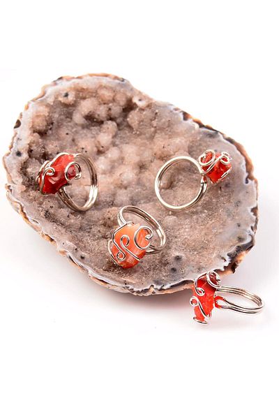 Taş Sandığı Karnelyan Raw Stone Ring - Adjustable