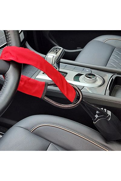 EAFC Red Car Steering Wheel Steel Lock Seat Belt Anti-theft Lock With 2 Keys Anti-theft Device Easy Insta
