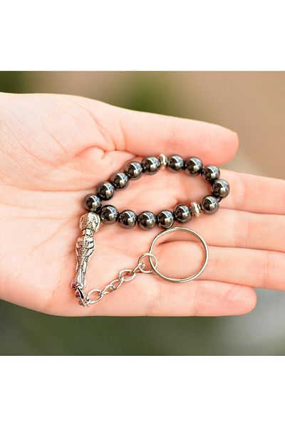 Taş Sandığı Hematite Stone Rosary Shaped Keychain