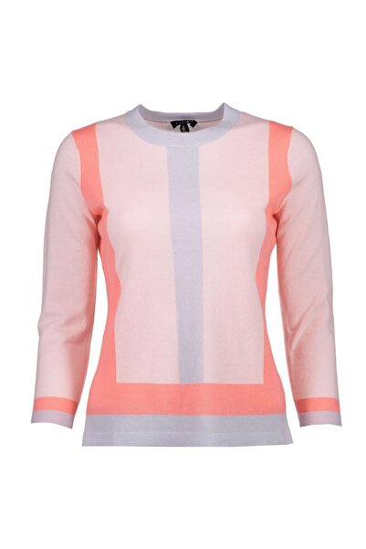 Escada Renk Bloklu Bisiklet Yaka Yün ve Kaşmir Triko Kazak