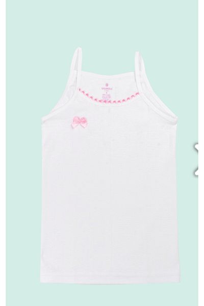 Ceylanoğlu 6 Laced Combed Cotton Girls' Undershirt - Rope Strap