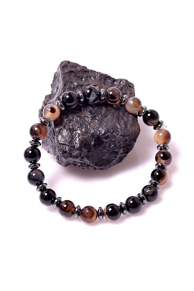 Taş Sandığı Black Agate - Hematite Stone Bracelet (8 Mm)