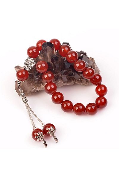 Taş Sandığı 14 mm Efe Rosary - Agate Stone, Double Whips