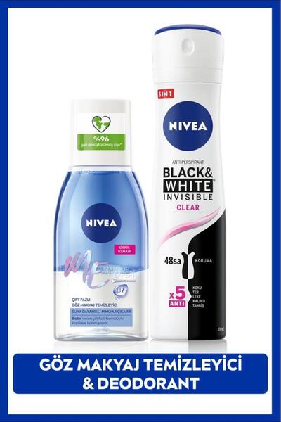 NIVEA Çift Fazlı Göz Makyaj Temizleyici 125ml ve Kadın Sprey Deodorant Black&...