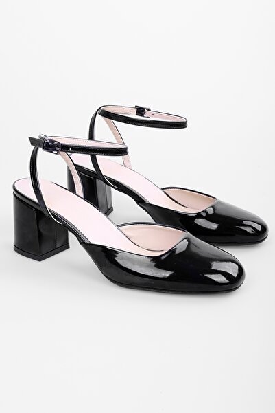 Shoeberry Dámské Quo černé lakované boty na podpatku