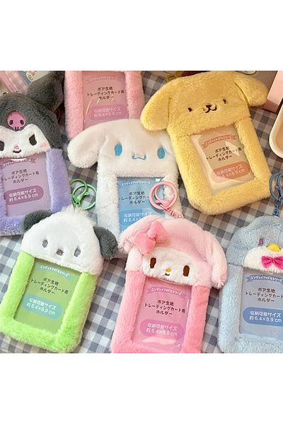 Choice Sanrio Hello Kitty Plush Card Case Keychain Kuromi Melody Card holder Kawaii Photo Card Display S...