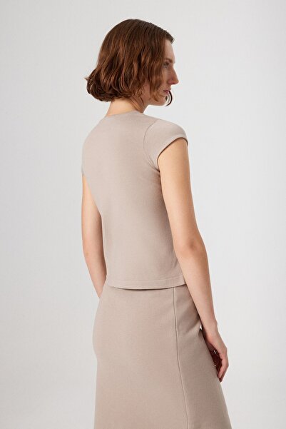 Mısırlı Taş Yakası Desenli Crop Top