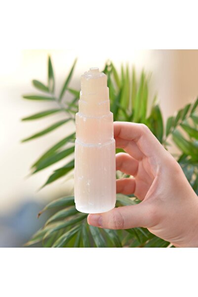 Taş Sandığı Selenit Taşı Kule - 15 Cm
