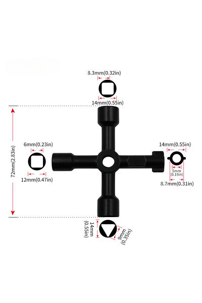 LIXIU 4-in-1 Multifunction Cross Wrench Electrician Plumber Universal Inner Triangle Key for Cupboard W...