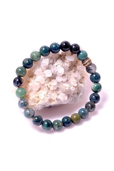 Taş Sandığı Mossy Agate Stone Bracelet - 8 Mm