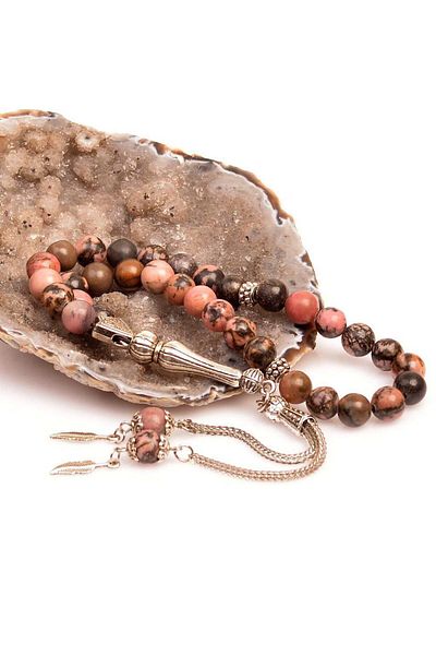 Taş Sandığı Rhodonite Stone Rosary (8 mm)