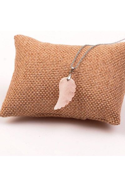 Taş Sandığı Pink Quartz Stone Wing Necklace