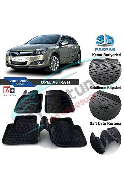 Niken Opel Astra H Havuzlu 3d Paspas Siyah 2005-2012