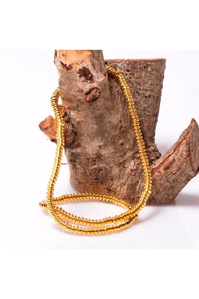 Taş Sandığı Rondel Cut Hematite Stone String Yellow Color - 2*4 mm