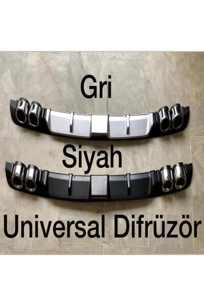 Genel Markalar Fiat Punto Difüzör Arka Tampon Eki Gri Gövdeli 4 Egzoz Çıkışlı