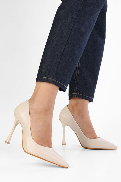 Shoeberry Women's Mags Beige Skin Stiletto