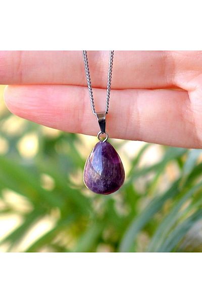 Taş Sandığı Amethyst Stone Drop Necklace