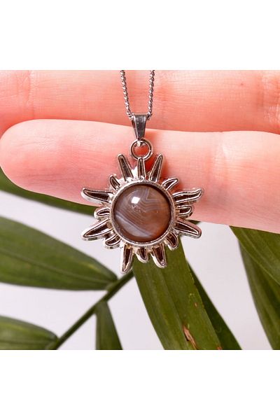 Taş Sandığı Sun Necklace - Botswana Agate Stone